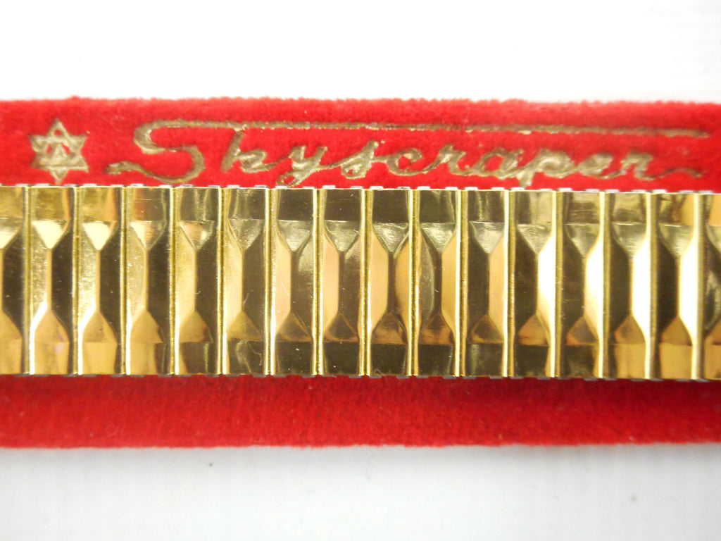 Vintage 1960's Extensible Watch Band Metal Bracelet 17 mm, Pyramid Pattern New Old Stock NOS, Gold