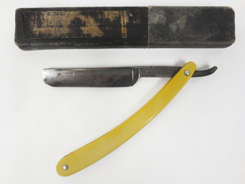 Antique Barber Straight Razor 9 1/2" Keen Shaver by Geo. W. Korn, Little Valley, New York, With Box