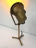 Vintage Tripod Spotlight 7" Diameter, All Bronze Industrial Floor Lamp 150 Watts