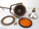 Vintage Tripod Spotlight 7" Diameter, All Bronze Industrial Floor Lamp 150 Watts