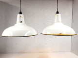 Industrial White Porcelain Enamel Ceiling Light 16", Vintage Benjamin Shades
