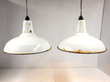 Industrial White Porcelain Enamel Ceiling Light 16", Vintage Benjamin Shades