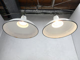 Industrial White Porcelain Enamel Ceiling Light 16", Vintage Benjamin Shades