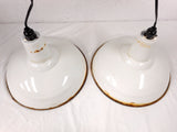 Industrial White Porcelain Enamel Ceiling Light 16", Vintage Benjamin Shades