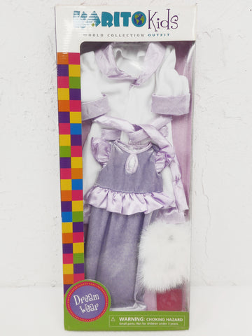 New Karito Kids Tall 22" Doll Robe Pyjama Nightgown Outfit, Dream Wear World Collection, Purple Pink