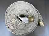 Vintage Fireman Firetruck Hose, Brass Couplers, 13" Dia Rolled, Man Cave, Loft