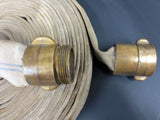 Vintage Fireman Firetruck Hose, Brass Couplers, 13" Dia Rolled, Man Cave, Loft