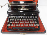 Antique 1930s Royal O Portable Typewriter, Glossy Black, Glass keys, with Case