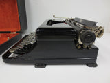 Antique 1930s Royal O Portable Typewriter, Glossy Black, Glass keys, with Case