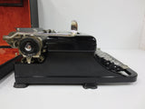 Antique 1930s Royal O Portable Typewriter, Glossy Black, Glass keys, with Case