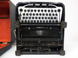 Antique 1930s Royal O Portable Typewriter, Glossy Black, Glass keys, with Case