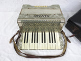 Vintage Alvari Germany Piano Accordion with Case, Mother of Pearl, 12 Bass