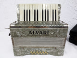 Vintage Alvari Germany Piano Accordion with Case, Mother of Pearl, 12 Bass