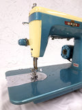 Vintage White 464 Sewing Machine, Turquoise 2 Tone, 110V Motor