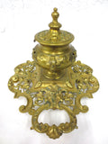Antique Art Nouveau Bronze Inkwell, Ornate Double Handle Urn, Geschutzt