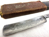 Vintage Silber Stahl Solingen Straight Razor 9" Germany, Arrows, Box