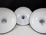 3 Industrial White Porcelain Enamel Ceiling Shades 16" Vintage Benjamin Fixtures