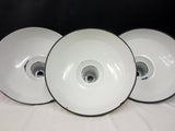 3 Industrial White Porcelain Enamel Ceiling Shades 16" Vintage Benjamin Fixtures
