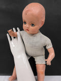 Scary Vintage Composition Doll 20", Moving Eyelids, 16" Porcelain Glove Mold