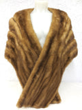 Vintage Natural Mink Fur Shawl 67", Royal Pastel Mink Wrap Stole Cape, Pockets
