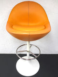 Vintage Mid Century 1960's Egg Chair Orange Peel by Borje Johanson Sweden, 37" Tall Retro Bar Chair, Original Bright Orange Leatherette