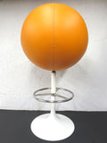 Vintage Mid Century 1960's Egg Chair Orange Peel by Borje Johanson Sweden, 37" Tall Retro Bar Chair, Original Bright Orange Leatherette