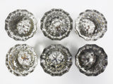 Vintage Antique Glass Door Knobs, 3 Pairs with Rods, 12 Sided Dodecagon