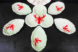 Vintage Carlton Ware Lobster Dish Set of 7, Deviled Eggs/Oyster, 5 Leaf Plates