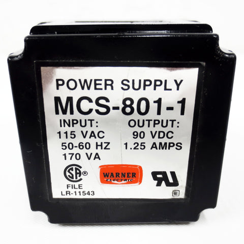 Warner Electric MCS-801-1 Power Supply  8-Pin 115VAC in / 90VDC out