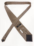 Vintage Alfred Dunhill Tobacco Silk Necktie Signed, Shiny Gold Blue Brown, 56"