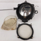 Vintage WWII 1940's Navy Army Morse Code Aldis Signal Lamp Spotlight, Spare Lens, Wood Box, Hand Held, Portable