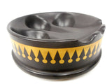 Vintage 1960 Ceramic Tobacco Pipe Triple Stand Holder 4" from West Germany, Signed Goebel, Gold & Black