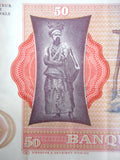 1973 Zaire 50 Makuta Africa Banknote Money Currency, Extremely Fine XF/EF-40, D6271439A