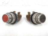 Pair of Vintage Industrial Machinery Buttons Red and Black, Steampunk Project, Bakelite, Aluminum