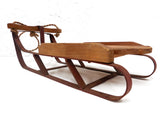 Antique Miniature Wood Snow Sled Luge Toboggan 15.5" Salesman Sample, General Store Advertising Display, Steering Handle, String