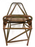 Vintage WWII Army Aircraft Artilleryman Chair 31", Folding Tube Metal Soldier Chair, Original Green, Military Airplane Gunning Turret