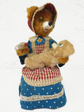 Vintage 1950's Battery Operated Tin Toy Dressed Mother Bear Feeding Milk Bottle to Baby Bear, Yonezawa Gangu Toys Tokyo, Japan