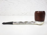 Vintage Mid Century Estate Tobacco Pipe by Kool Smoke England 5 3/4", Removable Wood Bowl, Ribbed Silver Nylon Body
