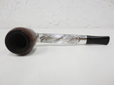 Vintage Mid Century Estate Tobacco Pipe by Kool Smoke England 5 3/4", Removable Wood Bowl, Ribbed Silver Nylon Body