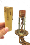 Antique Art Nouveau Ornate Cast Iron Lamp 19", Candle Light Covers, Original Gold Paint, On/Off Switch, Signed Flor 585