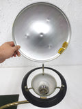Vintage Mid Century Architect Drafting Lamp Signed Wheeler Sight Light, Dark Army Green, Star Trek Flying Saucer UFO Shape, Swivels 360