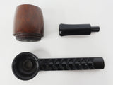 Vintage Mid Century Estate Tobacco Pipe by Rocket France 5 1/2", Light Brown Removable Wood Bowl, Ribbed Black Nylon Body