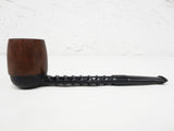 Vintage Mid Century Estate Tobacco Pipe by Rocket France 5 1/2", Light Brown Removable Wood Bowl, Ribbed Black Nylon Body