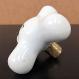 Antique White Porcelain Faucet Handle Knob Hot Water 3 1/4" Signed Judell M.F.V. CO, Brass Base, Lot #1