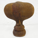 Vintage King Cobra Snake Hand Carved Wood Sculpture 8" Tall, Open Jaws and Neck Ribs, Attack Position