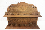 Vintage Tobacco Pipe Wall Stand Rack Display Fits 6 Pipes, Folding Panels, Engraved Sabers, Flowers & Leaves