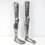 Matching Pair of Vintage Cast Aluminum Prosthesis Leg Molds 29" Long, Disassembles at Knee Joint, Oddity
