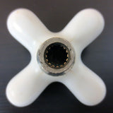 Antique White Porcelain Faucet Handle Knob Hot Water 2 3/4", Chrome Plated Brass Base, Lot #6