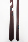 Vintage Gucci Leather Necktie, Black & White Stripes on Brown, 55" Long, Gucci Contempo