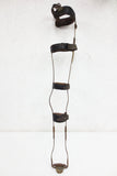 Antique Prosthetic Leg Limb 3' Feet Tall for Horses, 4 Leather Straps, Brass